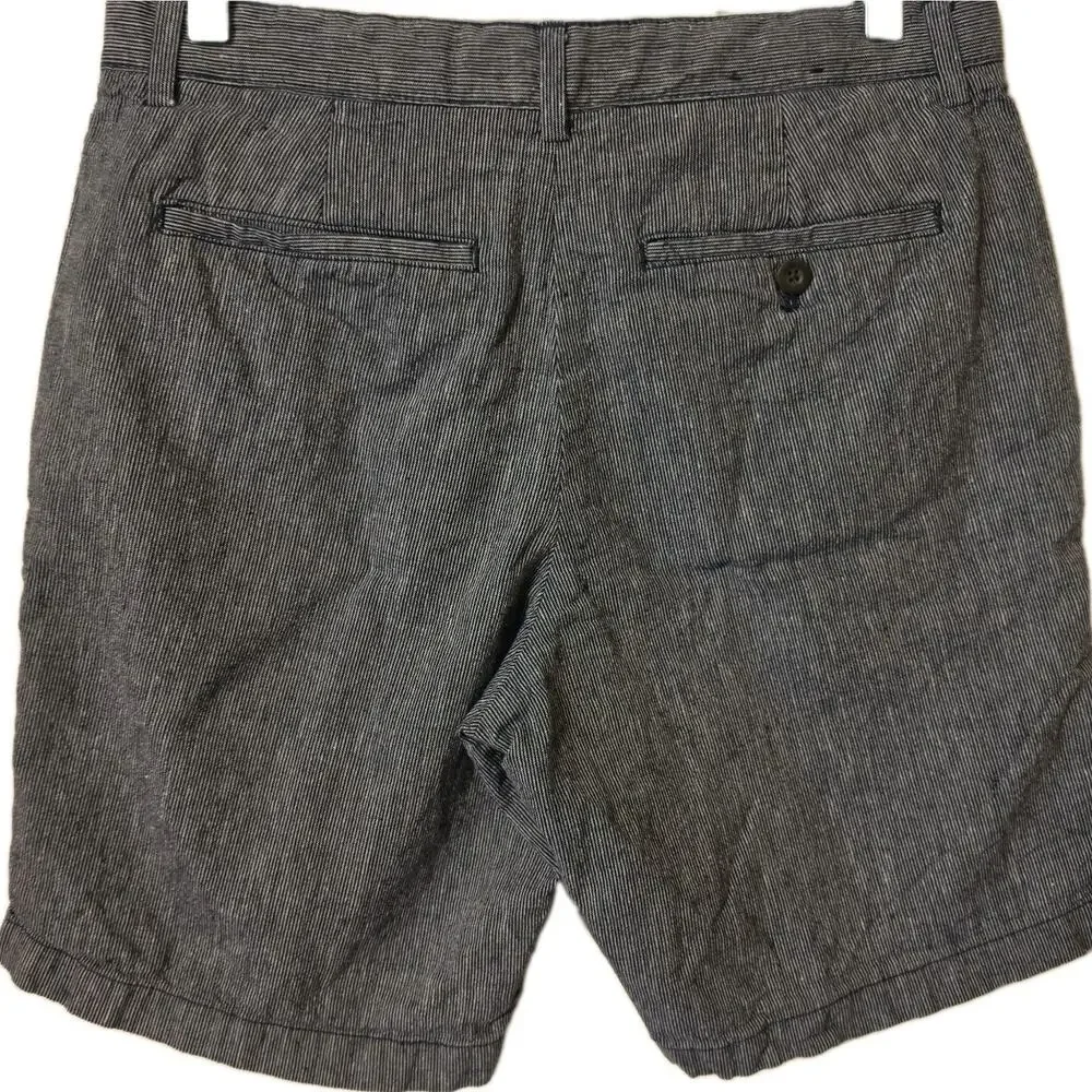 Banana Republic Mens Shorts 30 Linen Cotton Blend Striped Gray Blue Summer Beach